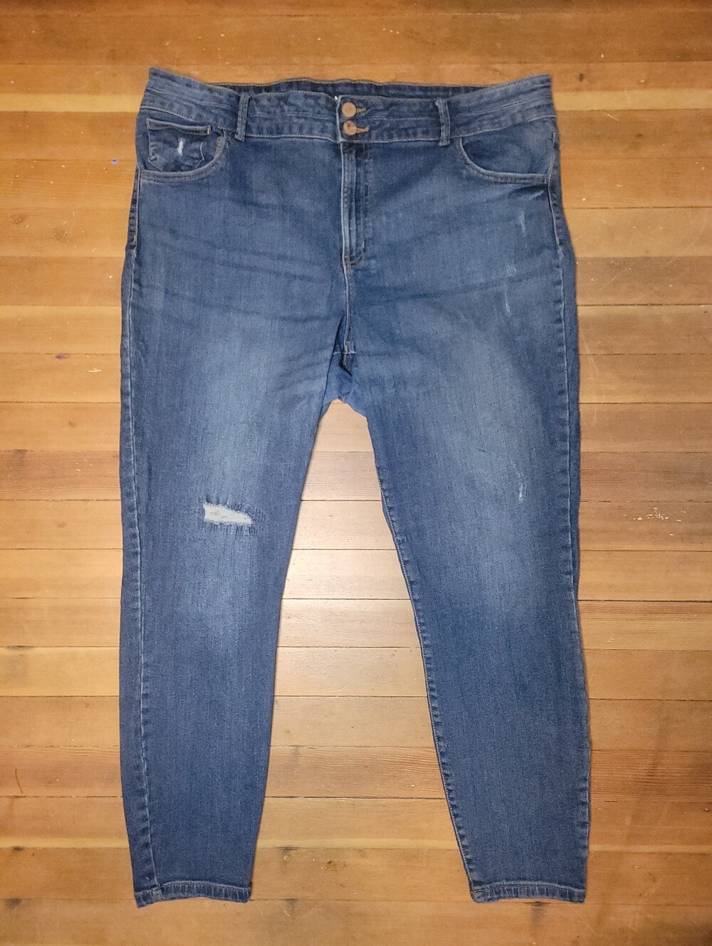 R. Jeans Blue Distressed High Rise Skinny Jeans